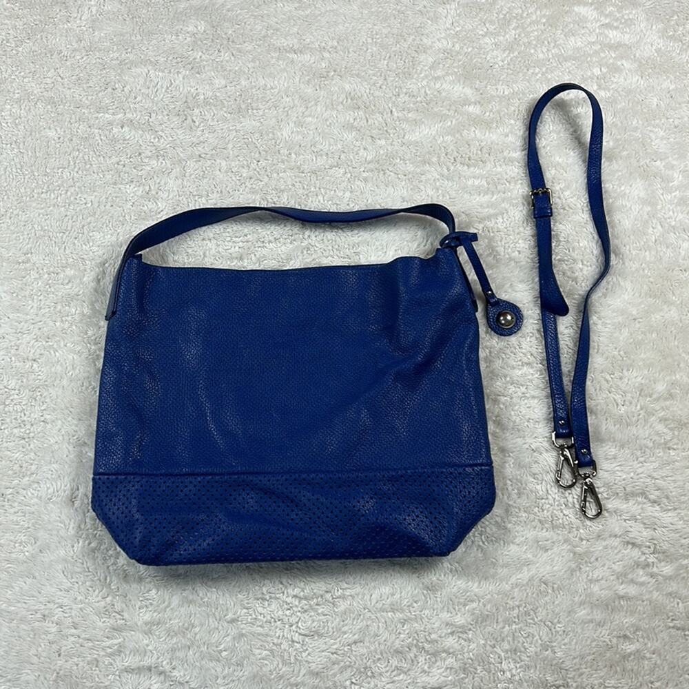 Nicoli made in Italy Genuine leather blue slouchy tote Crossbody Bag‎ - Large